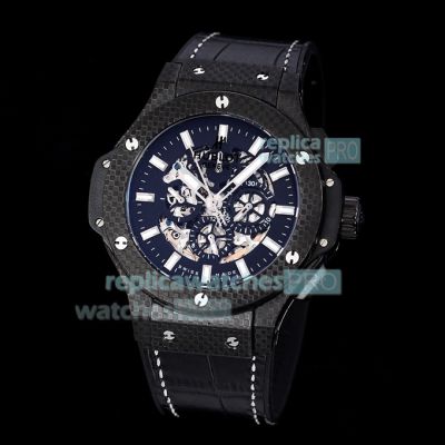 Replica Hublot Big Bang Skeleton Replica Watch Black Dial 48MM